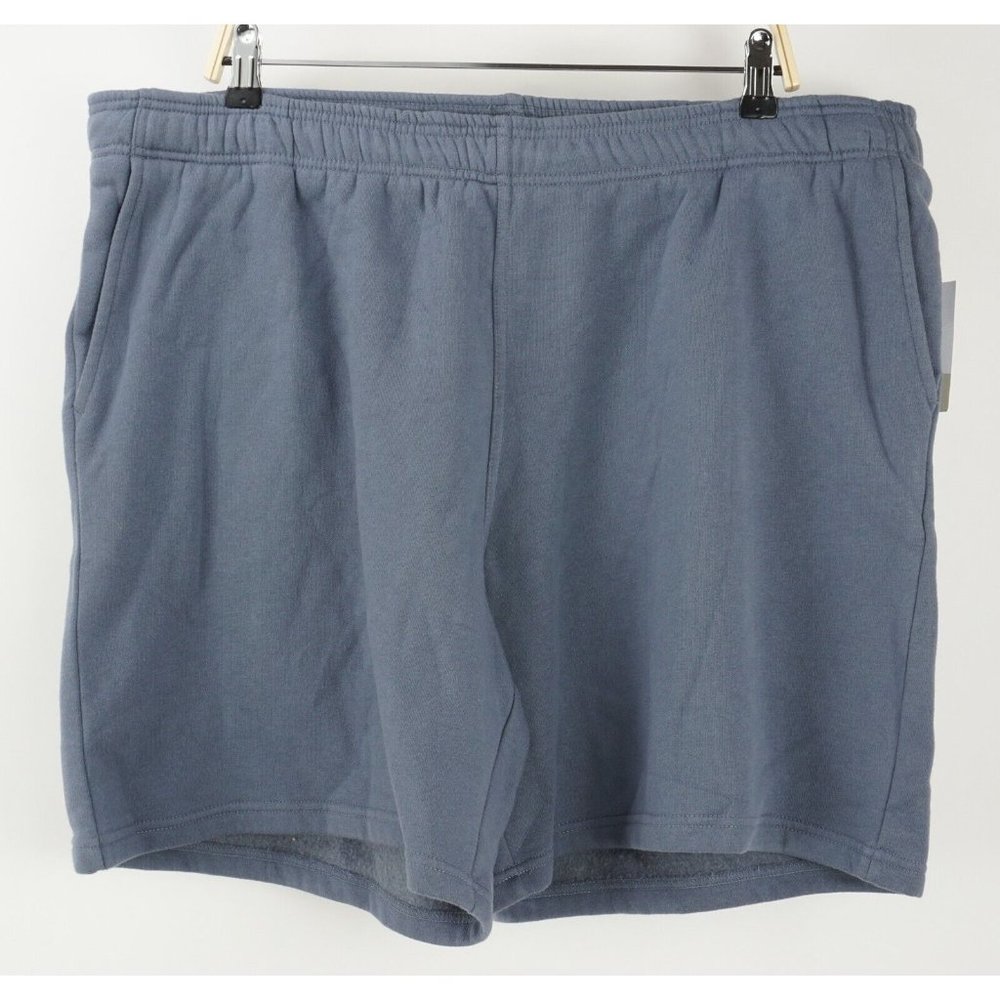 New BP Mens 2XL Knit Cotton Blue Fleece Lined Drawstring Adjustable Sweat Shorts